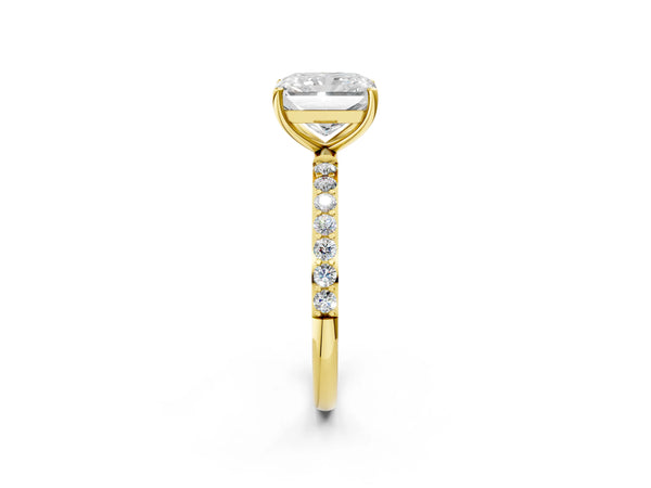 Yellow gold Radiant Cut Diamond Pavé Band Solitaire Ring with Four-Prong Setting_38
