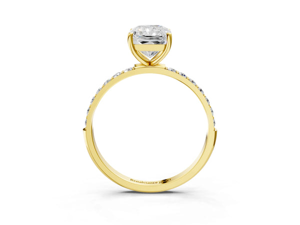 Yellow gold Radiant Cut Diamond Pavé Band Solitaire Ring with Four-Prong Setting_69
