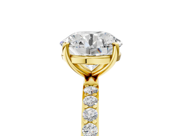 Yellow gold Round Cut Diamond Pavé Band Solitaire Ring with Four-Prong Setting_53
