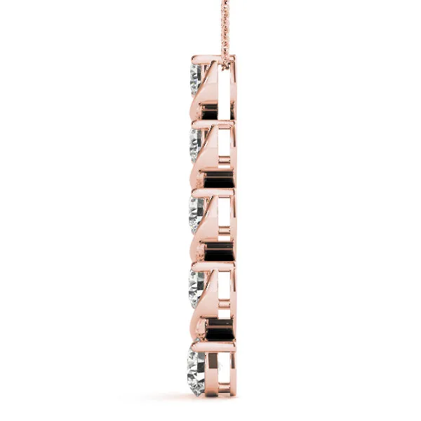Round Diamond Prong-Set Swirl Pendant Rose gold