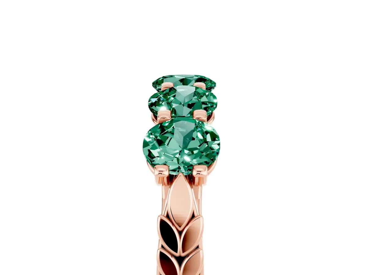 Five-Stone Round Green Sapphire Prong-Set Band Rose gold