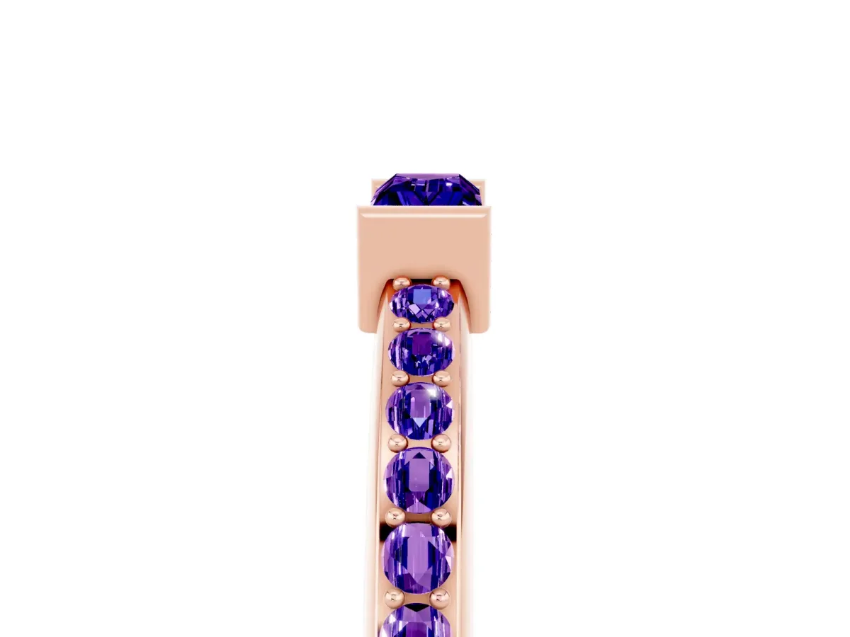 Baguette Tanzanite Pavé Band with Bar Setting Rose gold