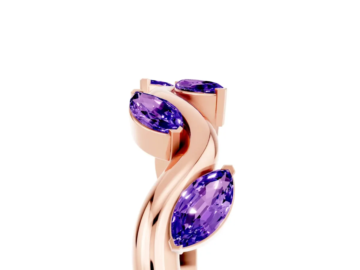 Marquise Tanzanite Twisted Band with Prong Setting Rose gold
