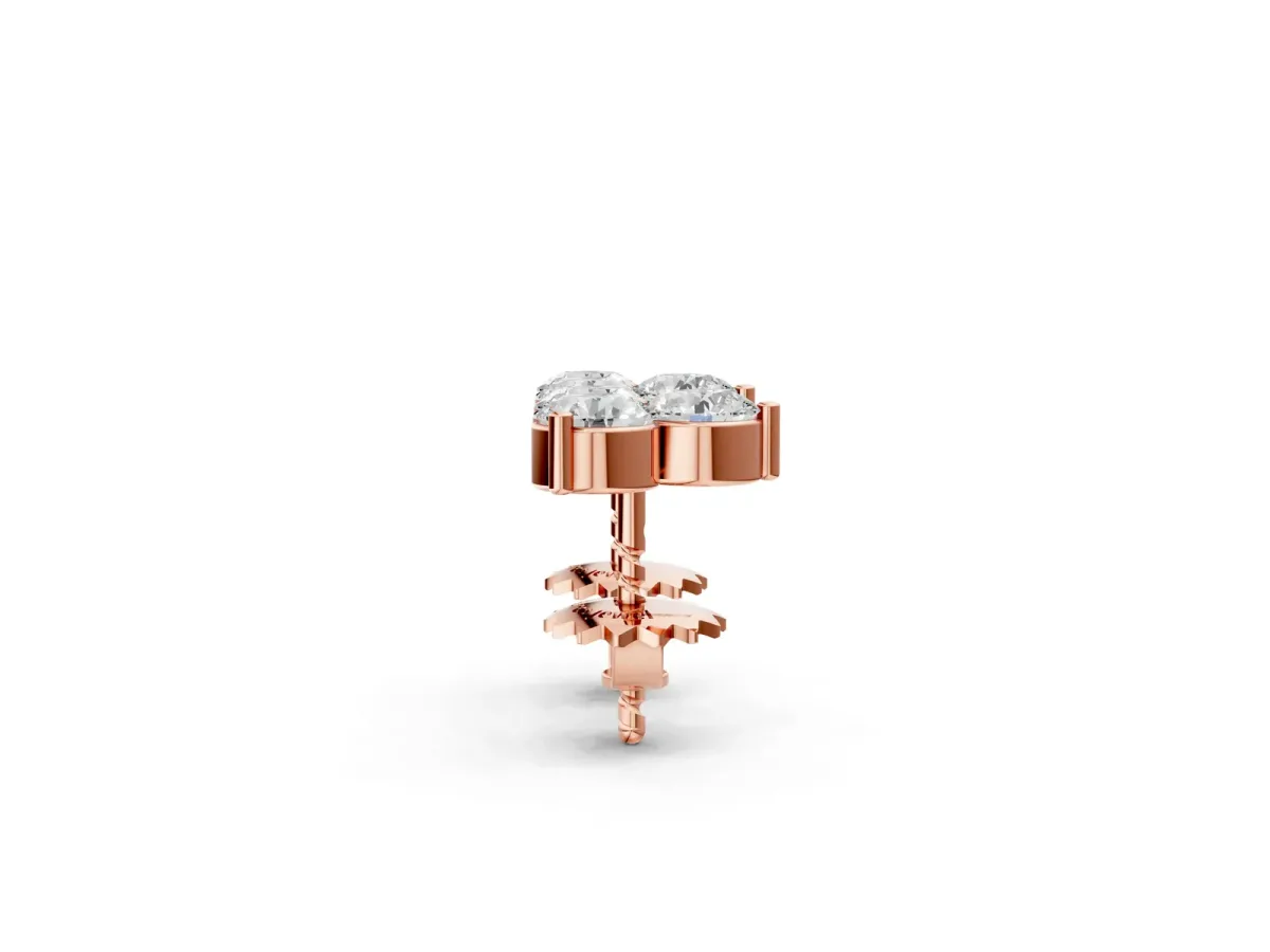 Triangular Cluster Round Diamond Stud Earrings with Prong Setting Rose gold