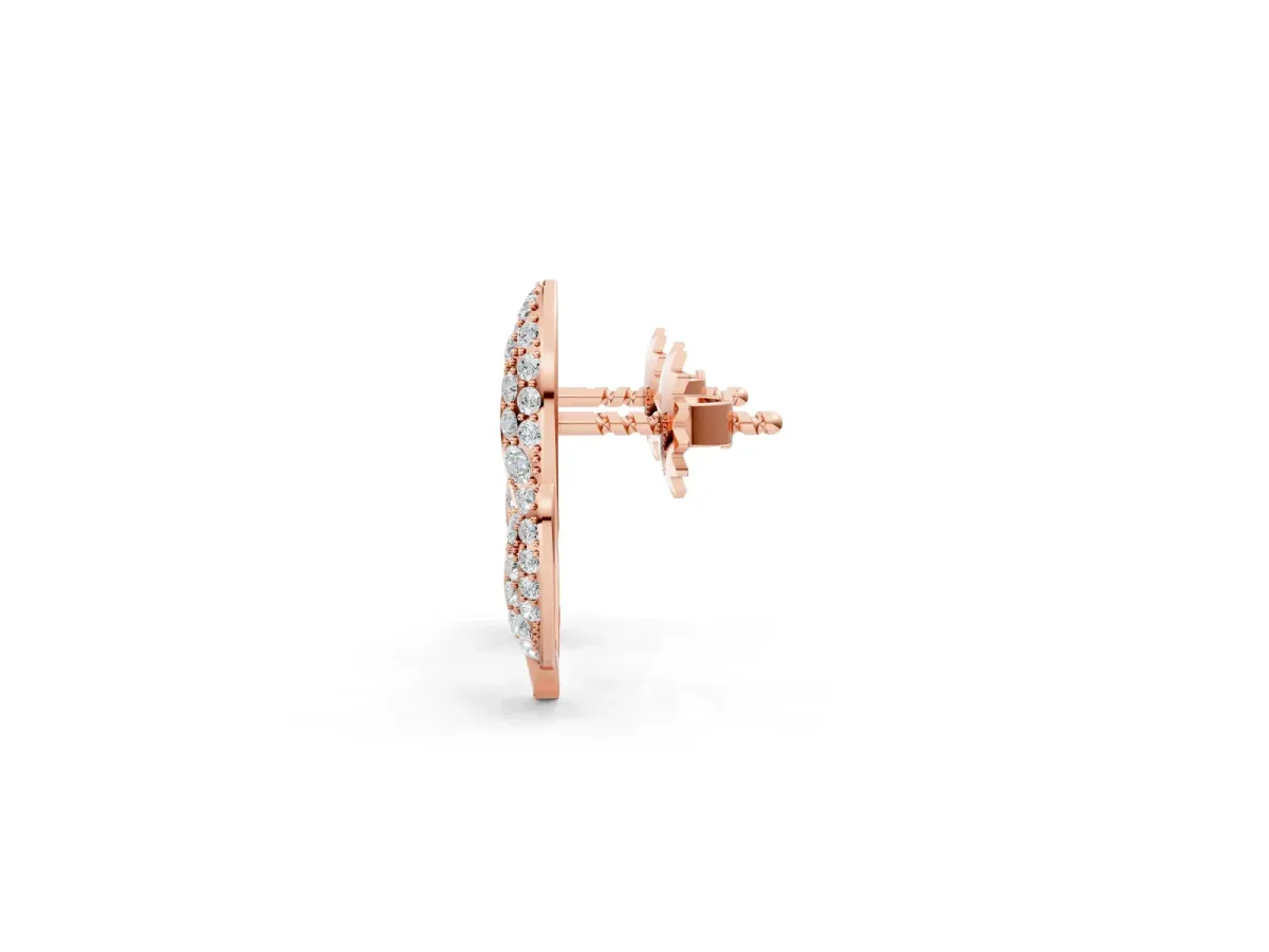 Round Diamond Pavé Olive Branch Stud Earrings Rose gold
