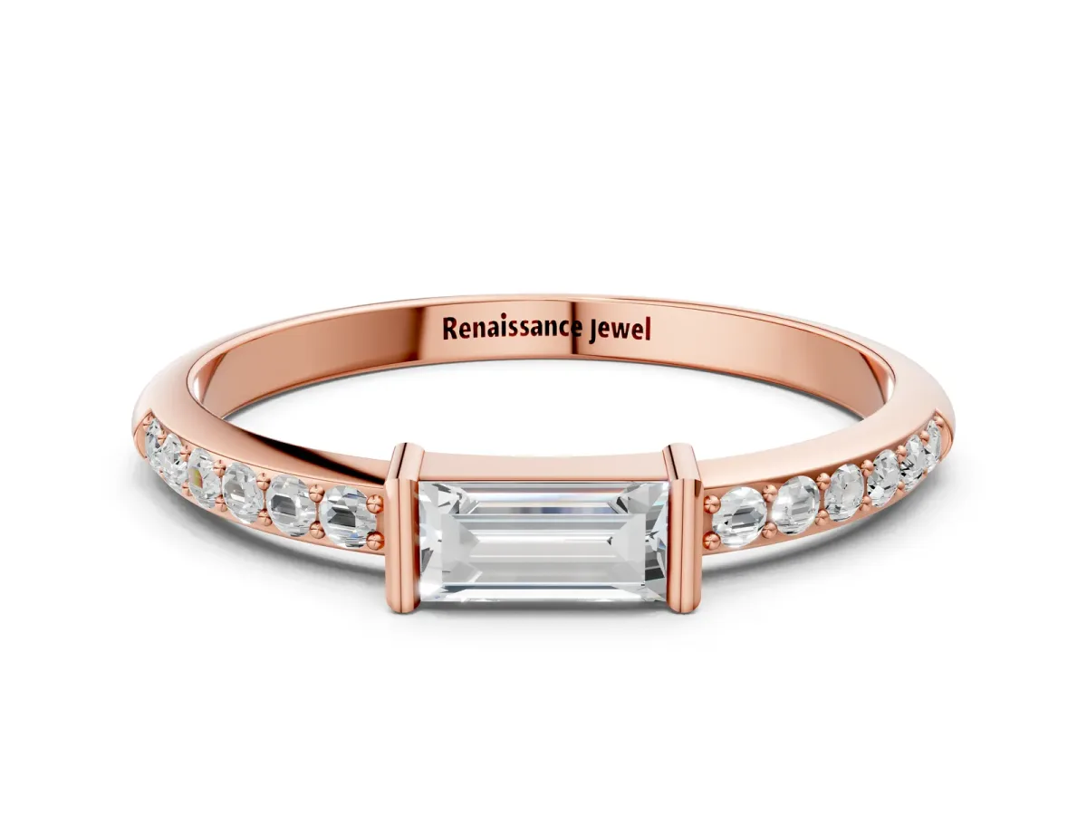 Baguette Diamond Pavé Band with Bar Setting Rose gold