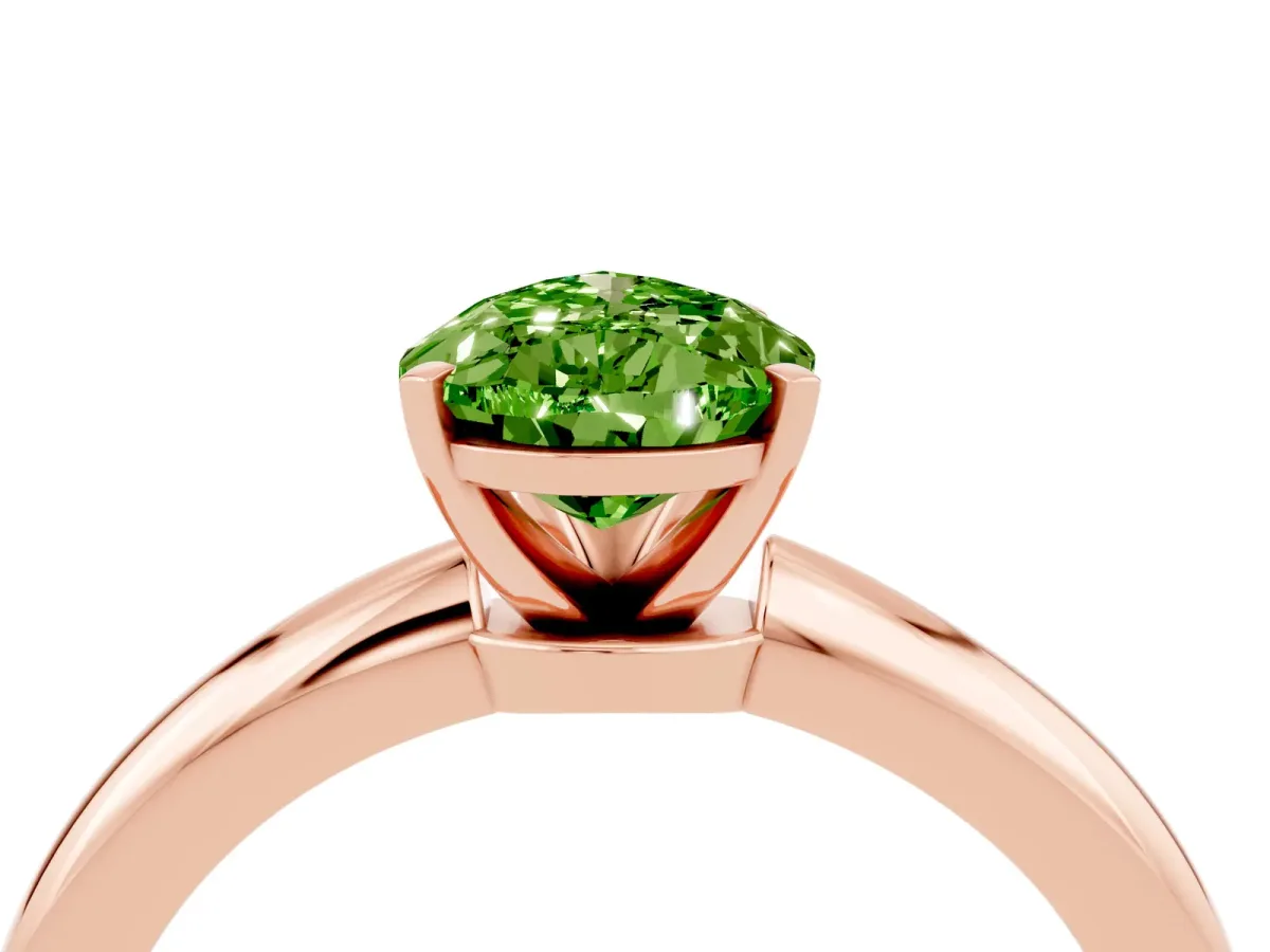 Pear Cut Peridot Solitaire Ring with Six-Prong Setting and Classic Band Rose gold