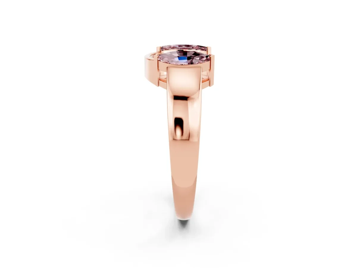 Marquise Morganite Open Band Ring with Tension Setting Rose gold