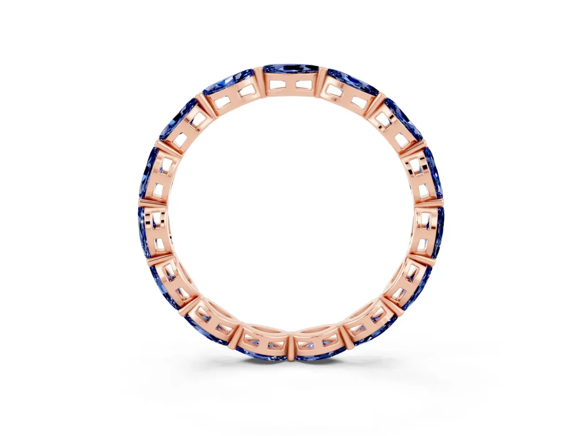 Marquise Blue Sapphire Eternity Band with U-Prong Setting Rose gold