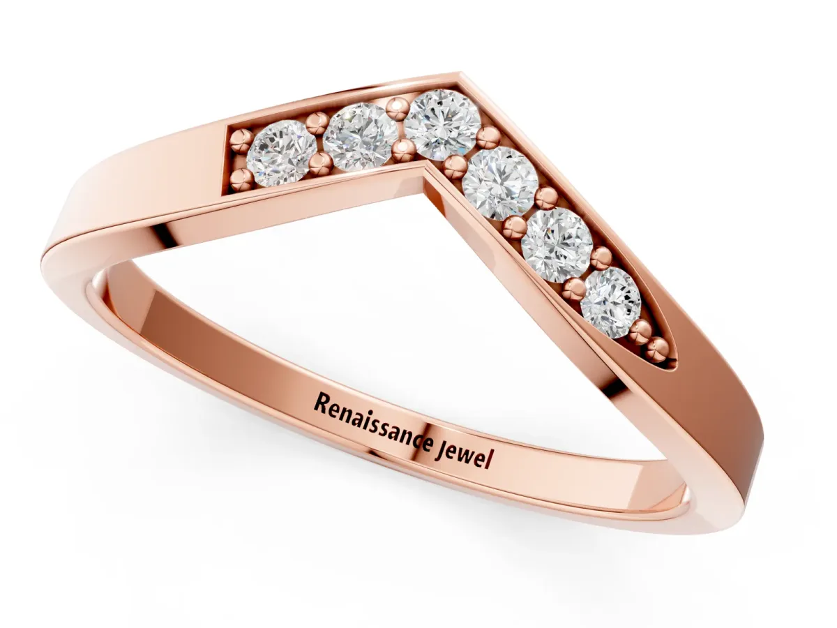 Chevron Pavé Round Diamond Twist Band Rose gold