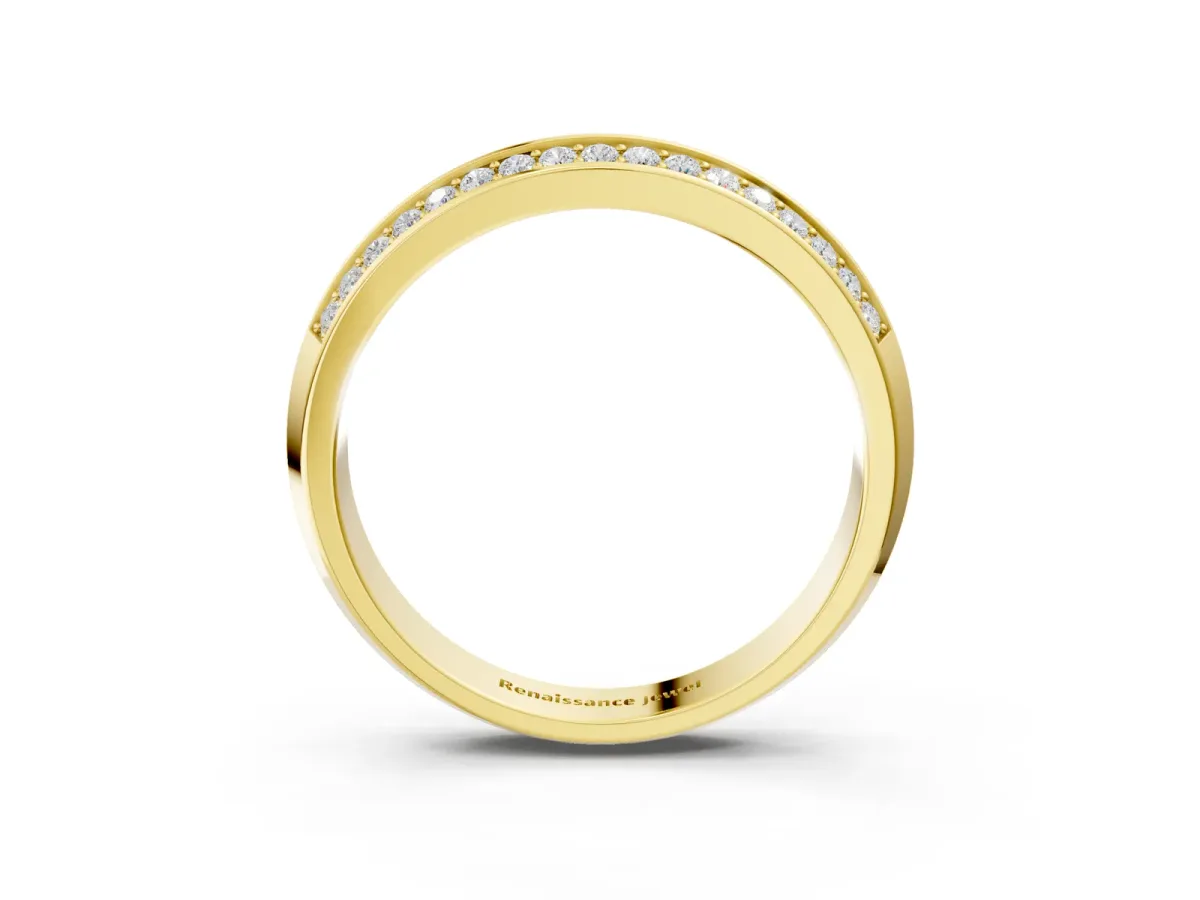 Double Row Round Diamond Channel Set Eternity Band Yellow gold