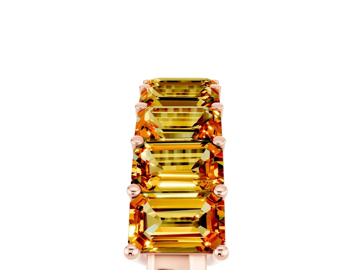 Emerald Cut Citrine Prong-Set Eternity Band Rose gold
