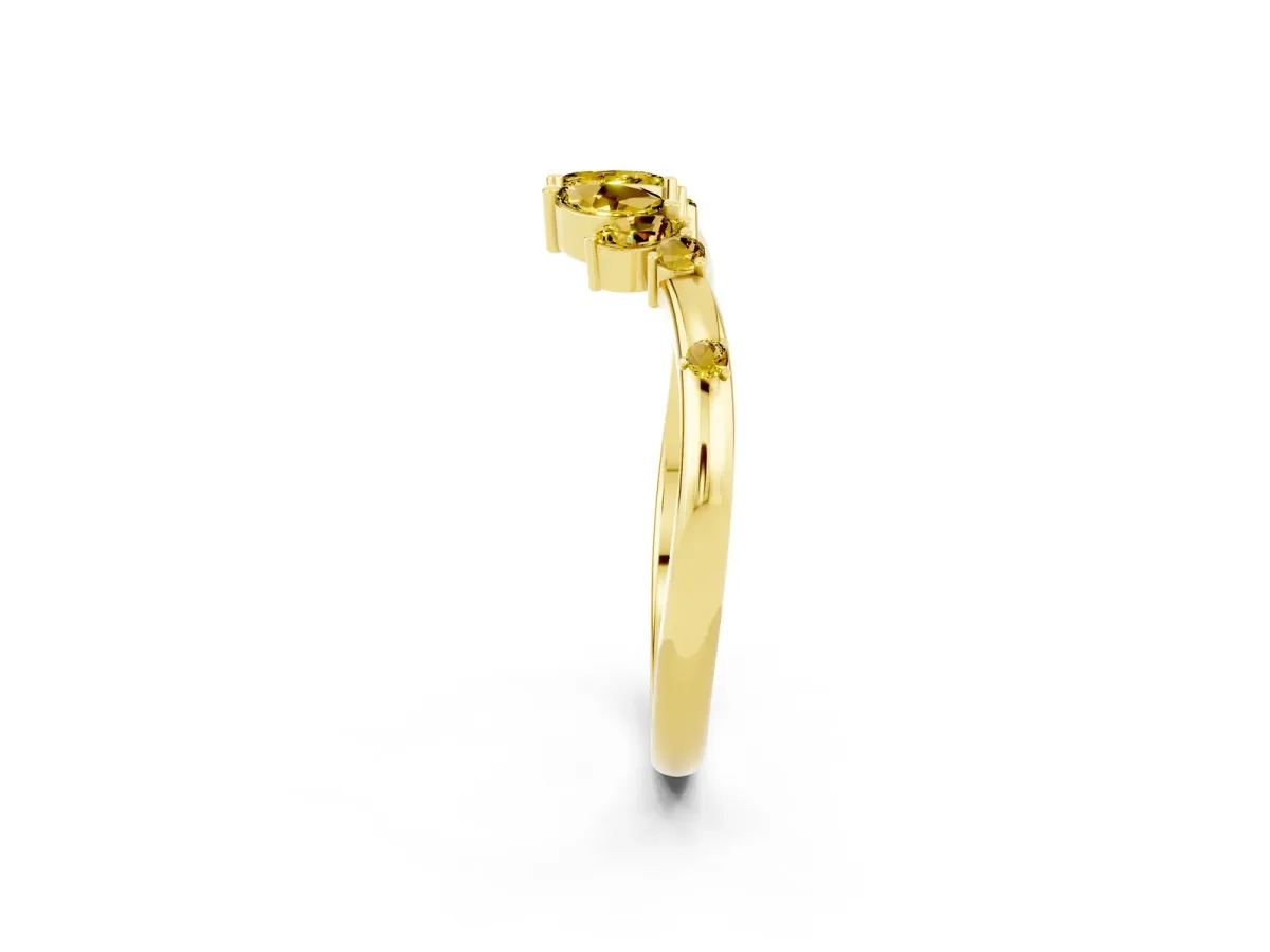 Open Marquise Cluster Yellow Sapphire Band with Prong Setting Yellow gold