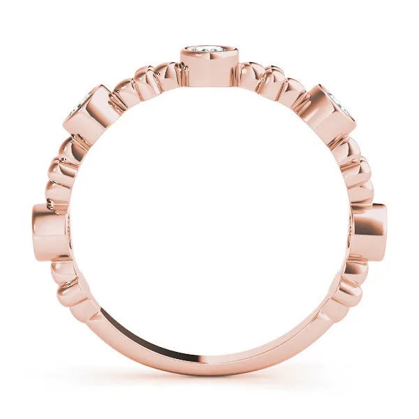 Bezel Set Round Diamond Floral Eternity Band Rose gold