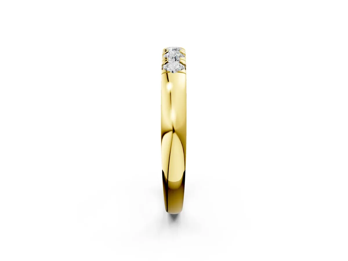 Round Diamond Channel Set Half Eternity Band Yellow gold