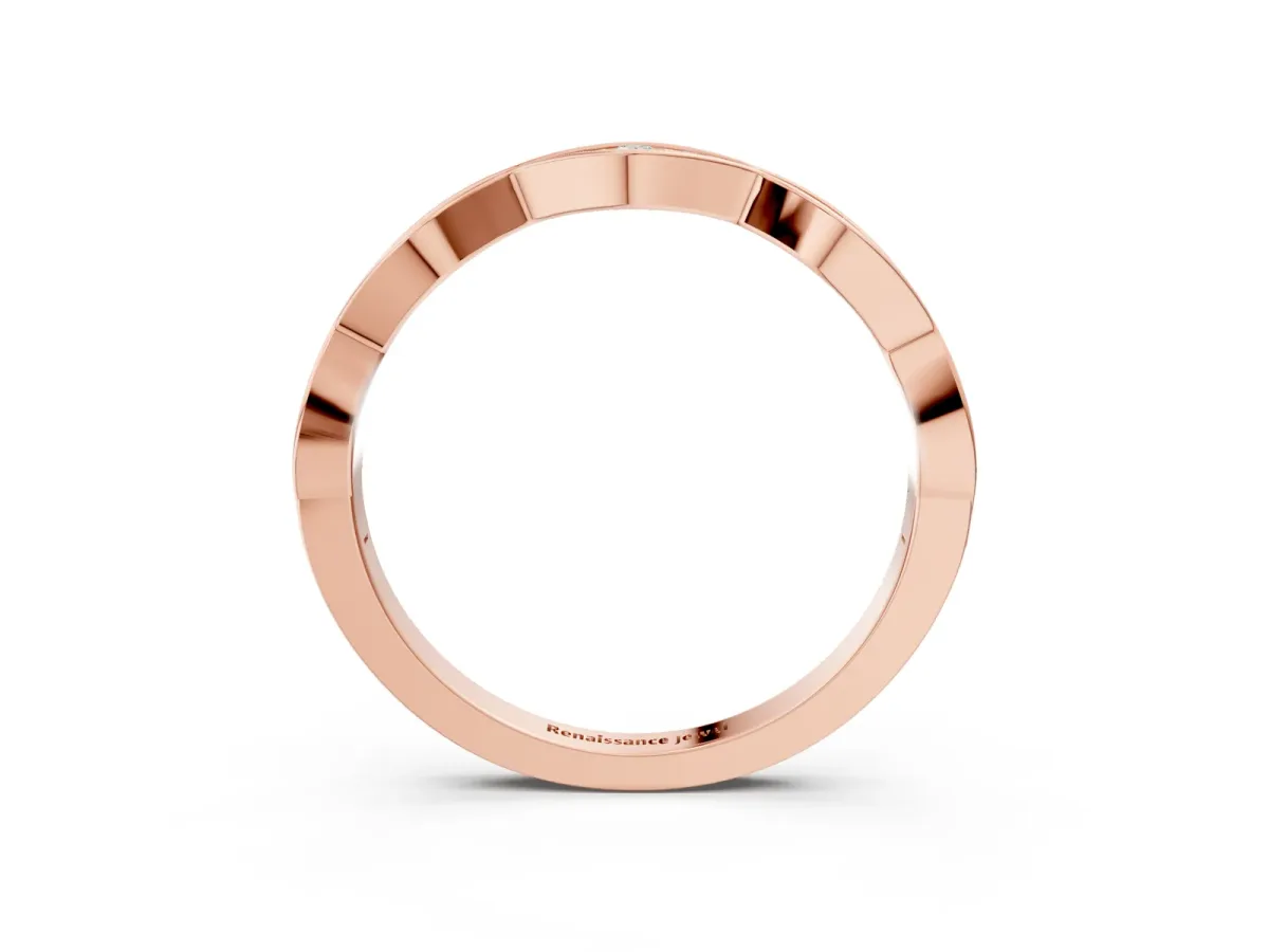 Round Diamond Scalloped Pavé Eternity Band Rose gold
