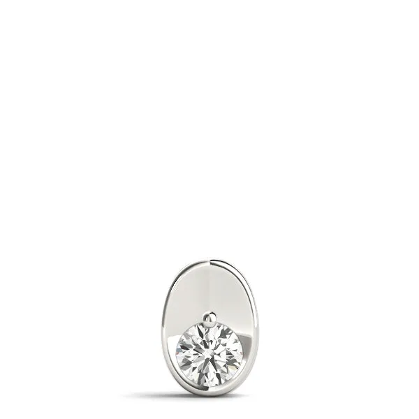 Half Bezel Round Cut Diamond Pendant White gold