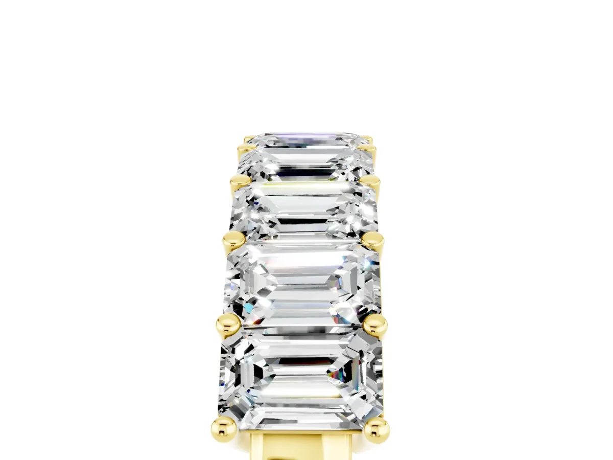 Emerald Cut Moissanite Prong-Set Eternity Band Yellow gold