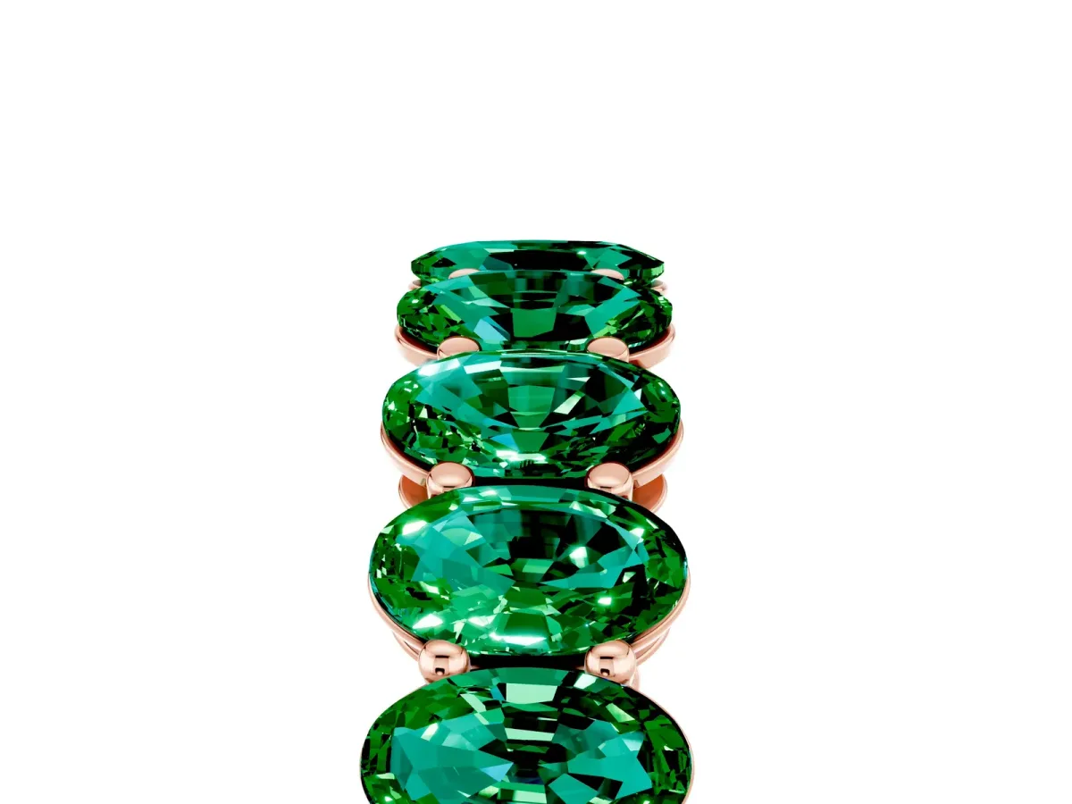 Oval Cut Emerald Eternity Band with Shared Prong Setting Rose gold