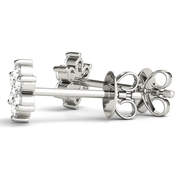 Cluster Round Diamond Stud Earrings White gold