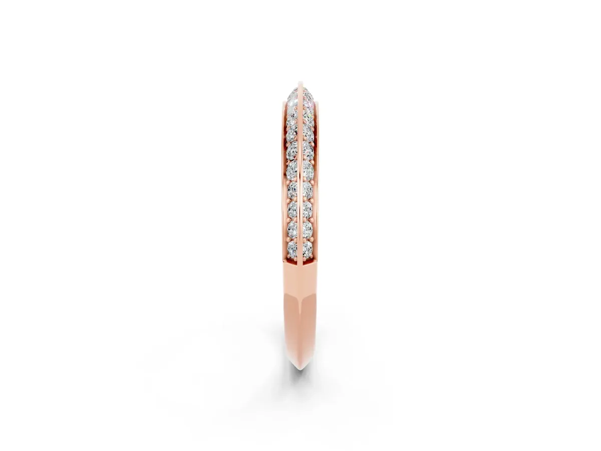 Double Row Pavé Round Moissanite Eternity Band with Channel Setting Rose gold