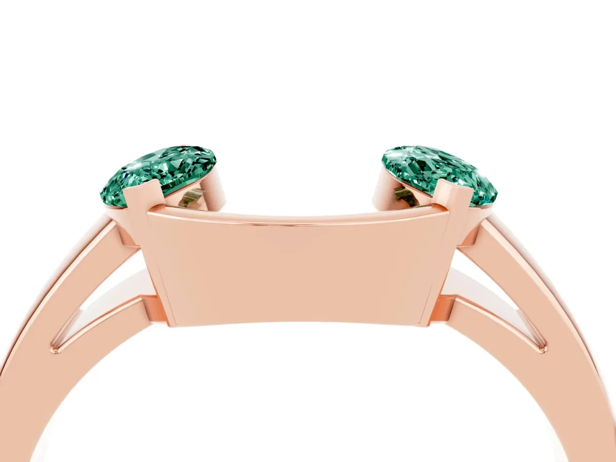 Marquise Green Sapphire Open Band Ring with Tension Setting Rose gold