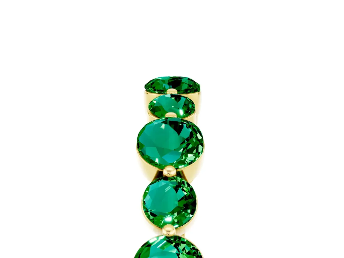 Round Emerald Scalloped Prong Set Eternity Band Yellow gold