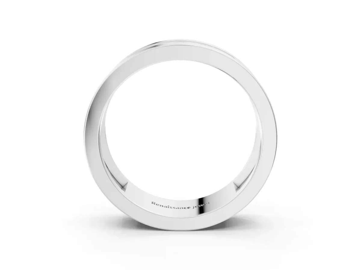 Round Diamond Five-Stone Channel Set Mens Band Silver