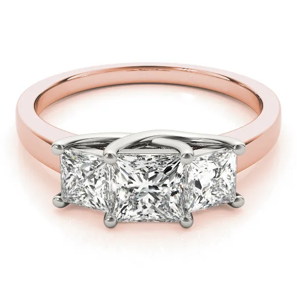 Three-Stone Oval Cut Cut Solitaire Ring with Classic Prong Setting Rose gold