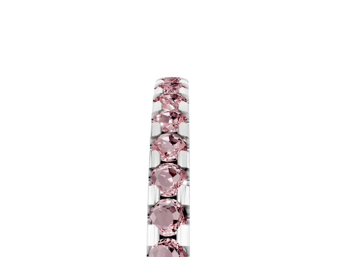 Round Morganite Pavé Set Eternity Band with Micro Prong Setting White gold
