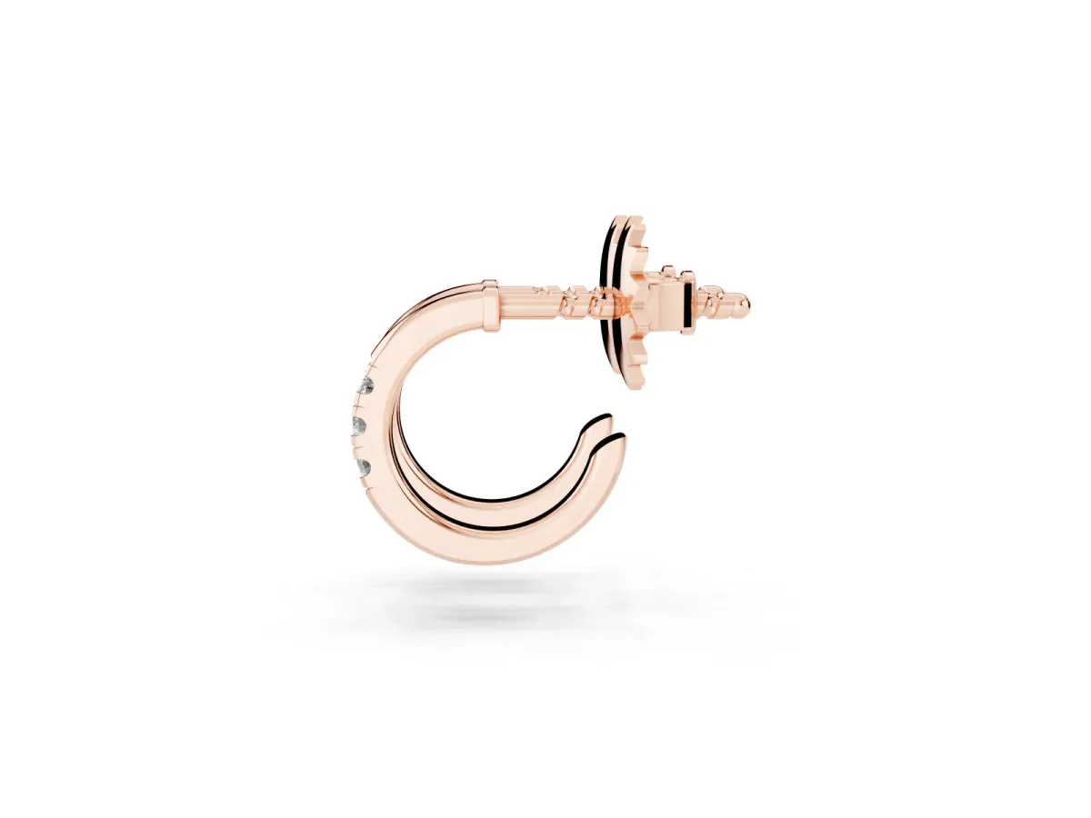 Round Diamond Petite Huggie Hoop Earrings Rose gold