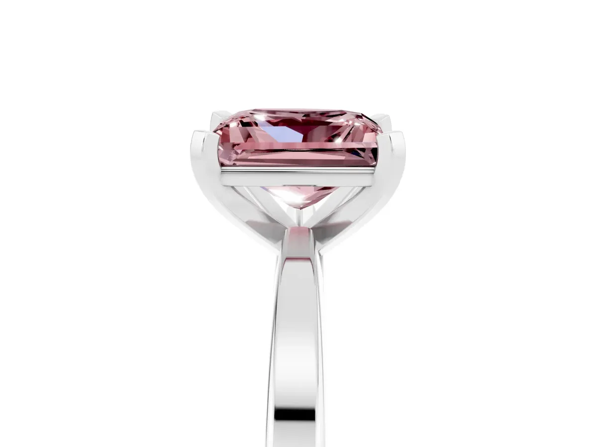 Princess Cut Morganite Solitaire Engagement Ring with Classic Band and Four-Prong Setting Silver