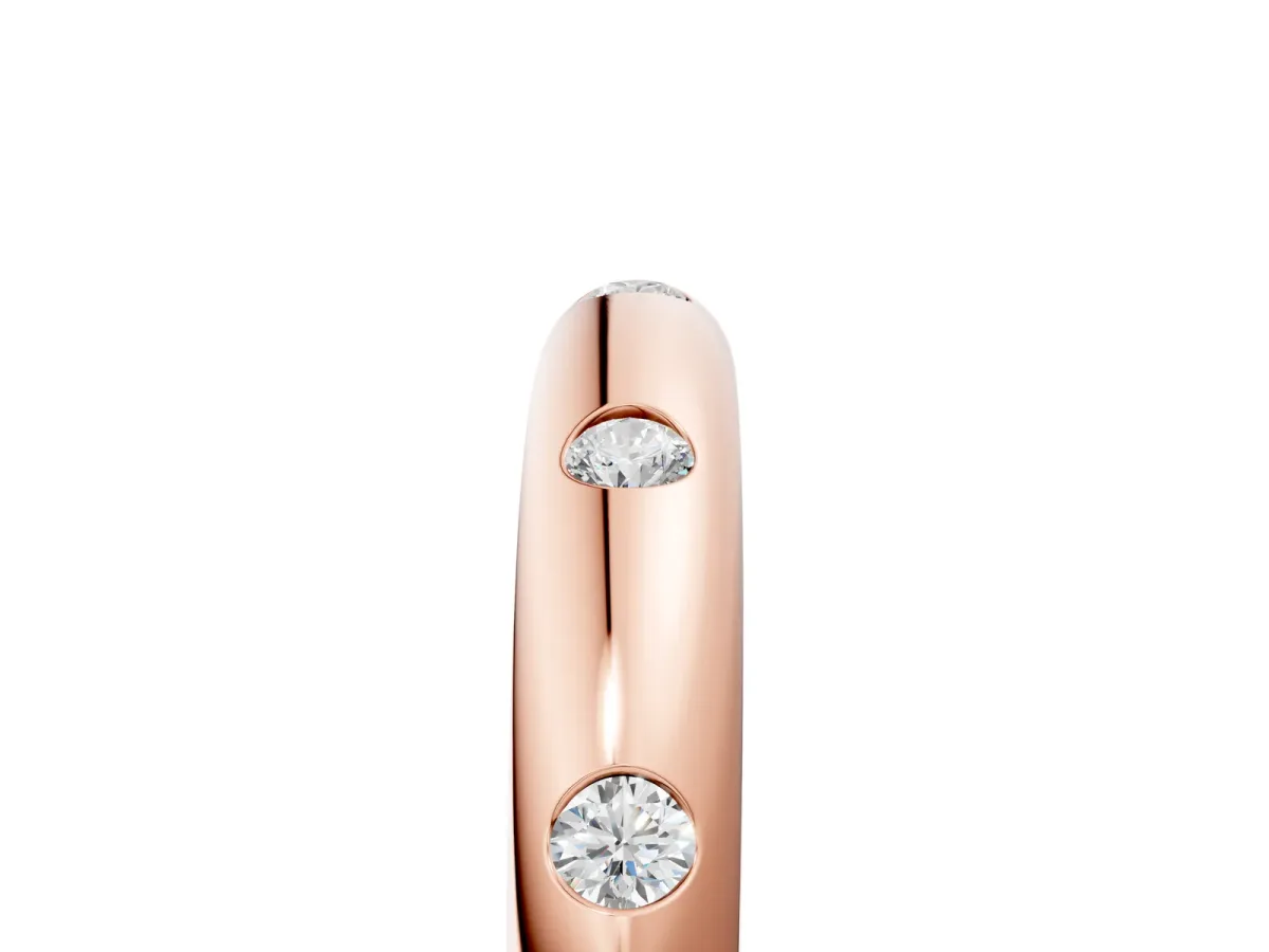 Bezel Set Round Diamond Comfort Fit Band Rose gold