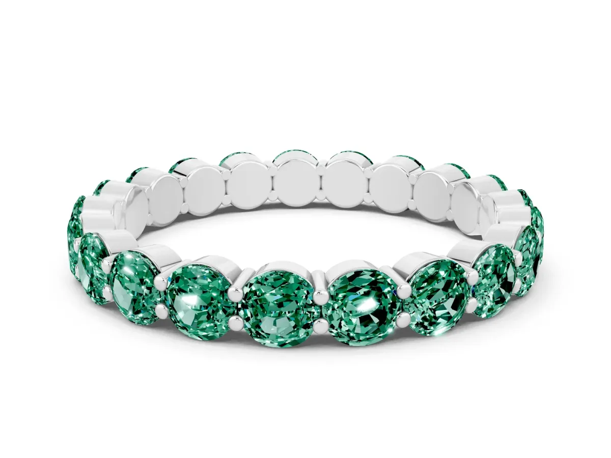 Round Green Sapphire Eternity Band with U-Prong Setting Platinum