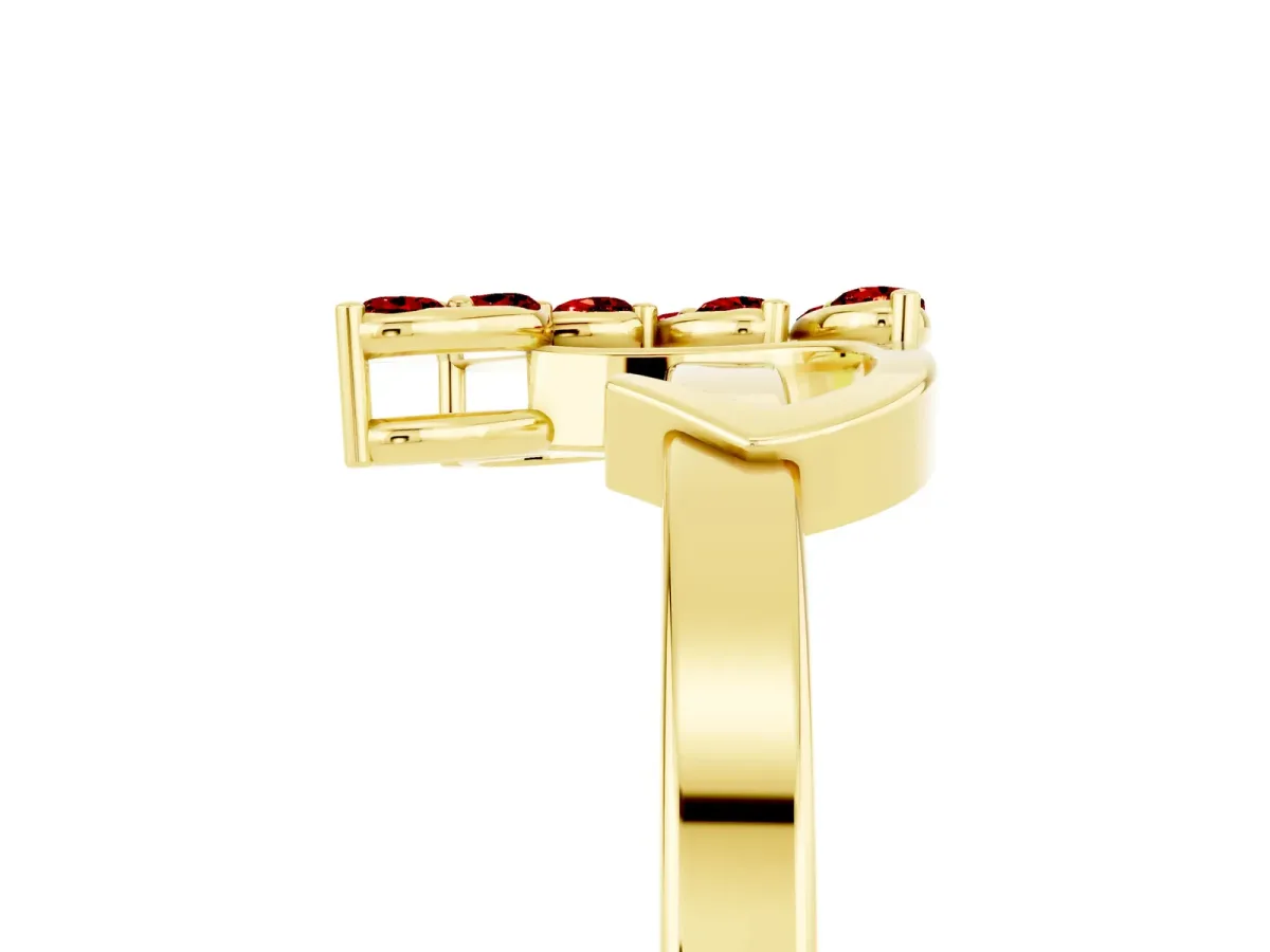 Marquise Ruby Cluster Bypass Ring with Prong Setting Yellow gold