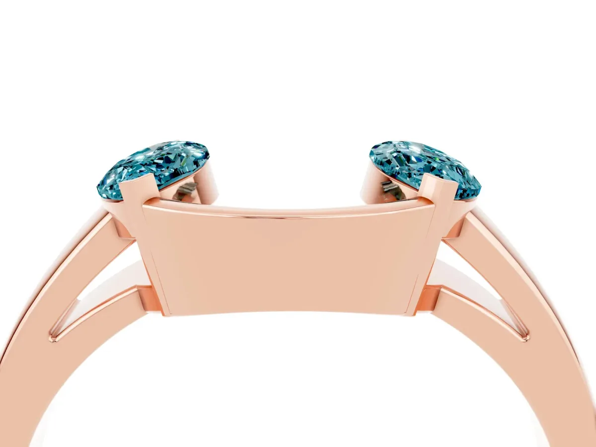 Marquise Blue Topaz Open Band Ring with Tension Setting Rose gold