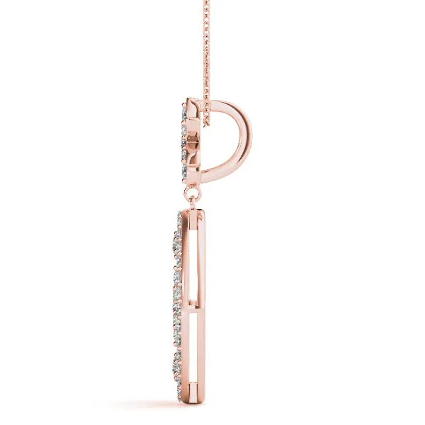Pavé Marquise Pendant with Floral Prong Setting Rose gold