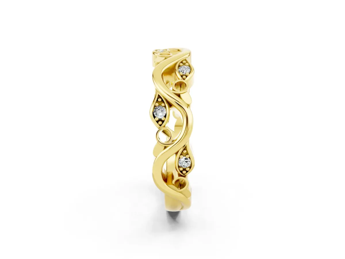 Marquise Moissanite Vine Eternity Band with Bezel Setting Yellow gold