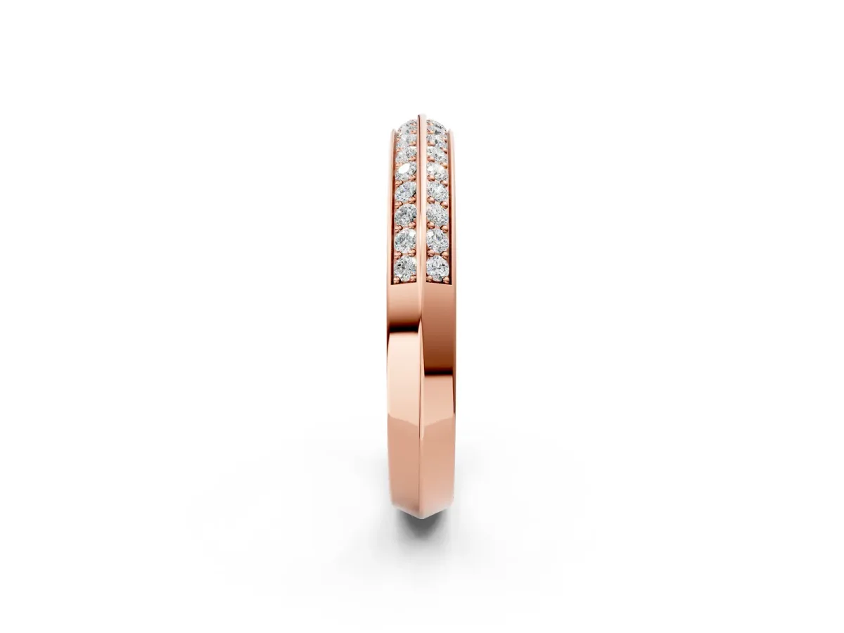 Double Row Round Diamond Channel Set Eternity Band Rose gold