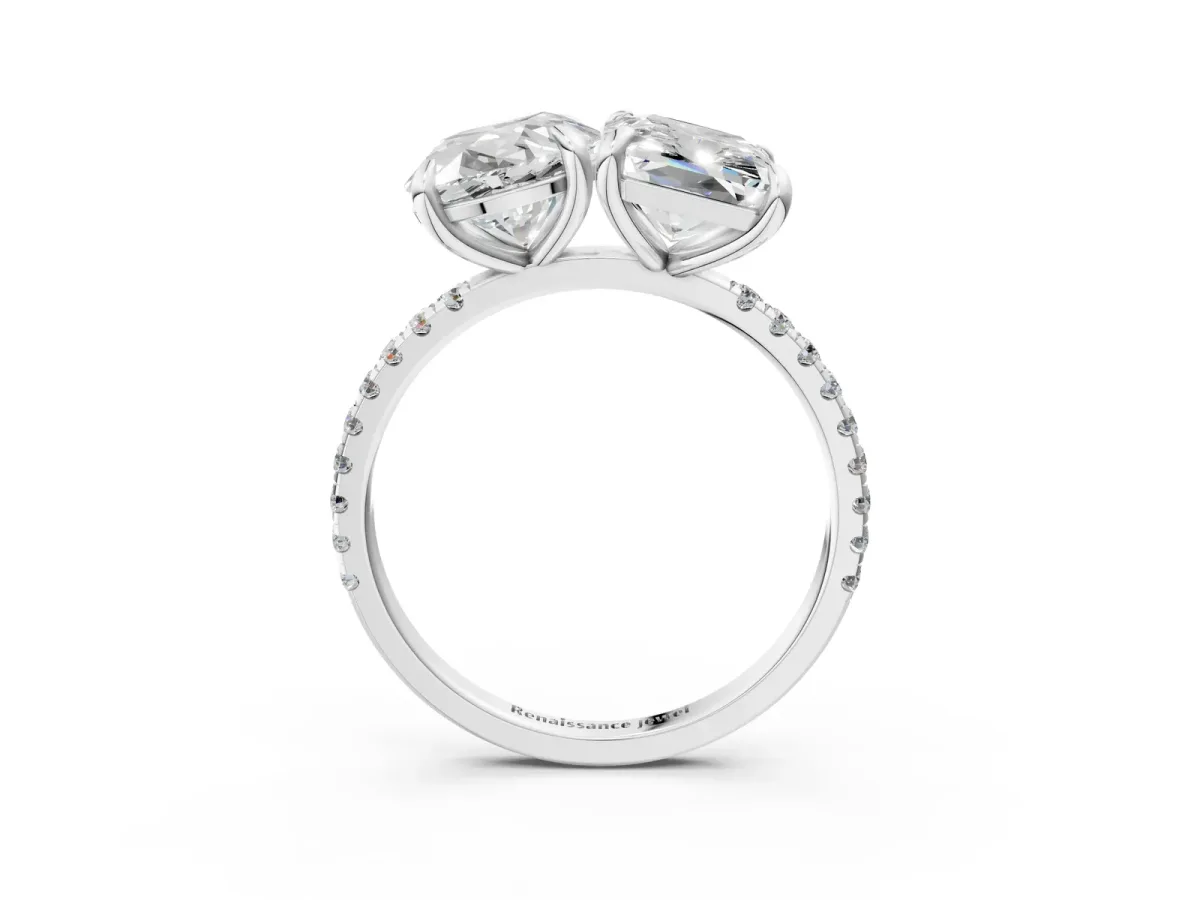 Round and Radiant Toi Moi Ring with Prong Setting and Micro Pave Band Silver