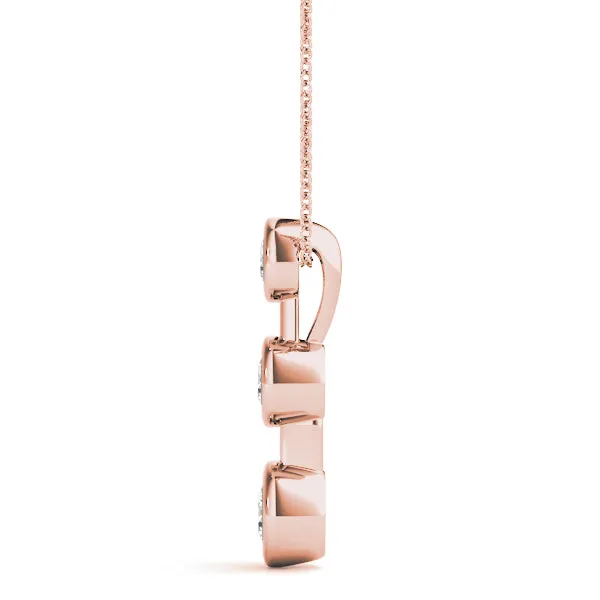 Bezel Set Round Diamond Trio Pendant Rose gold