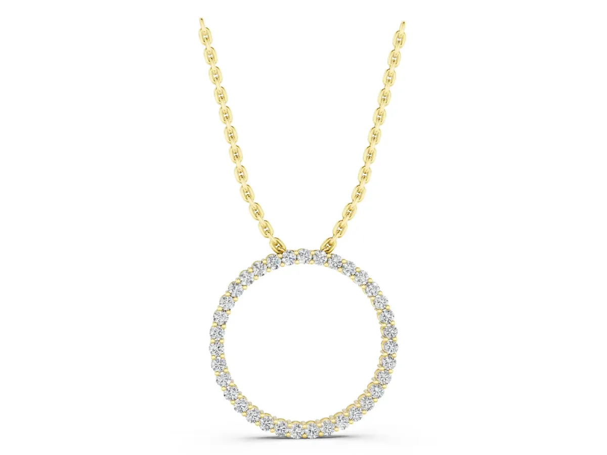 Round Diamond Prong-Set Eternity Pendant Yellow gold