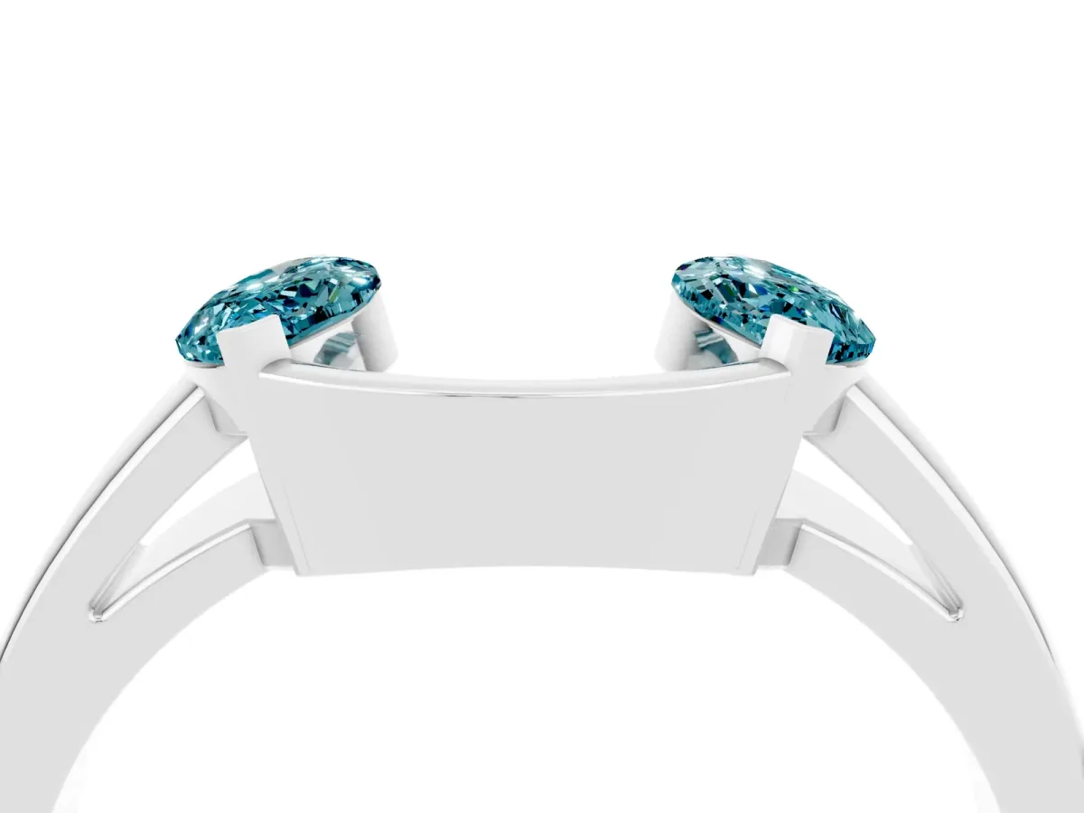 Marquise Blue Topaz Open Band Ring with Tension Setting Silver