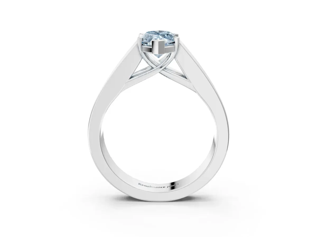 Fancy Blue Marquise Cut Cut Channel Set Solitaire Ring with Four-Prong Setting Silver