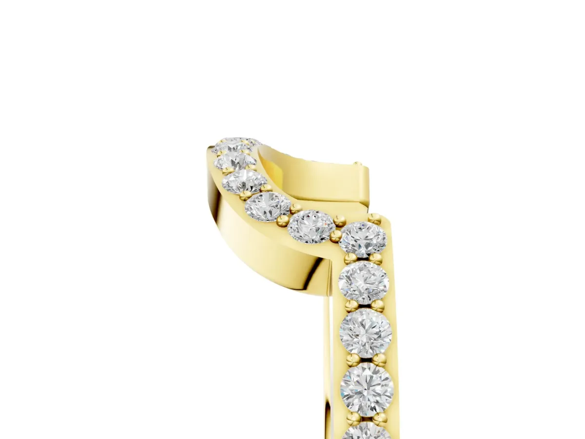 U-Shaped Pavé Round Diamond Contour Band Yellow gold