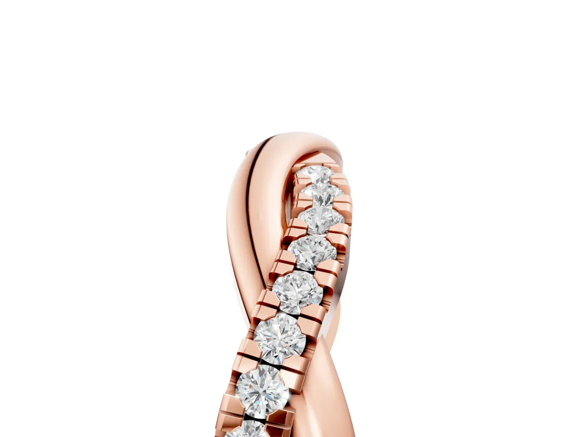 Round Diamond Twisted Infinity Band with Prong Setting Rose gold