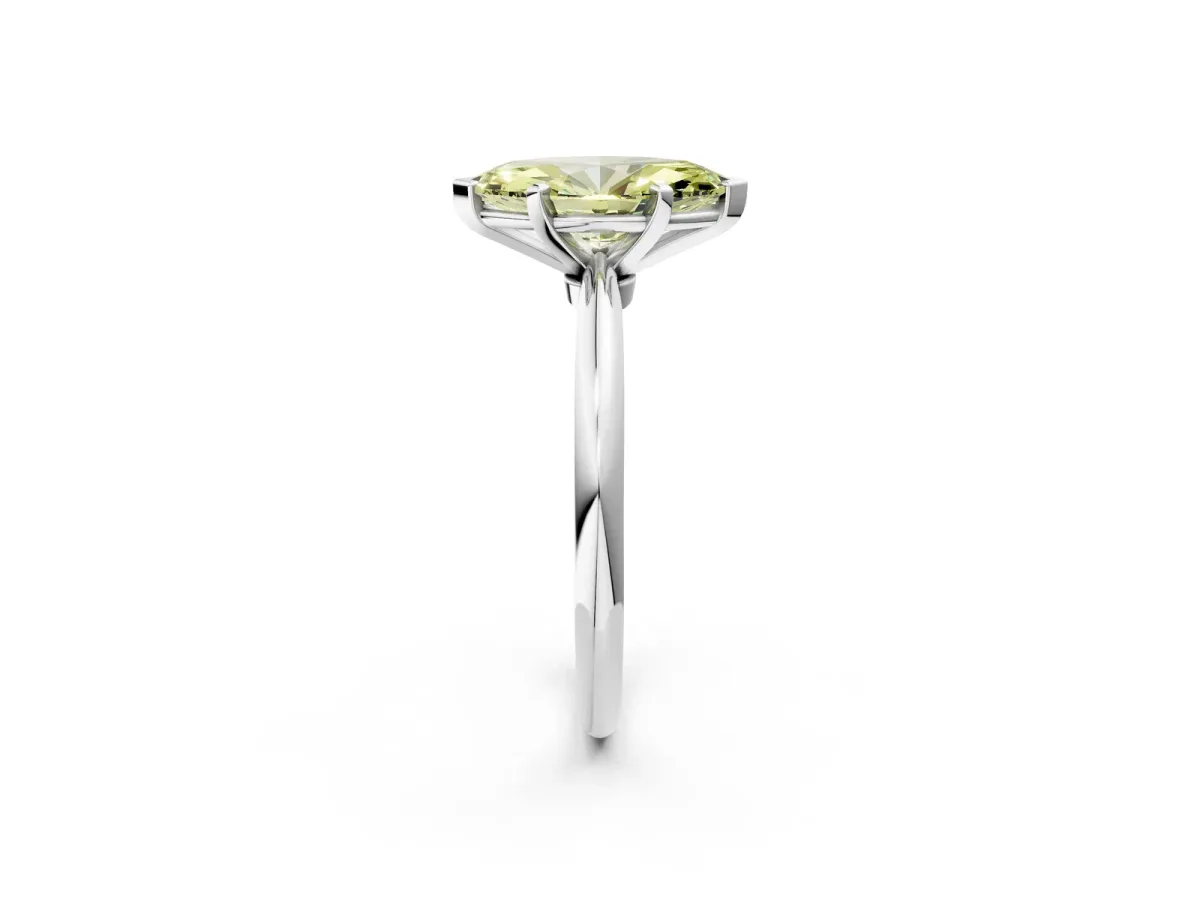 Fancy Yellow Marquise Cut Diamond Solitaire Ring with Six-Prong Setting and Classic Band Silver