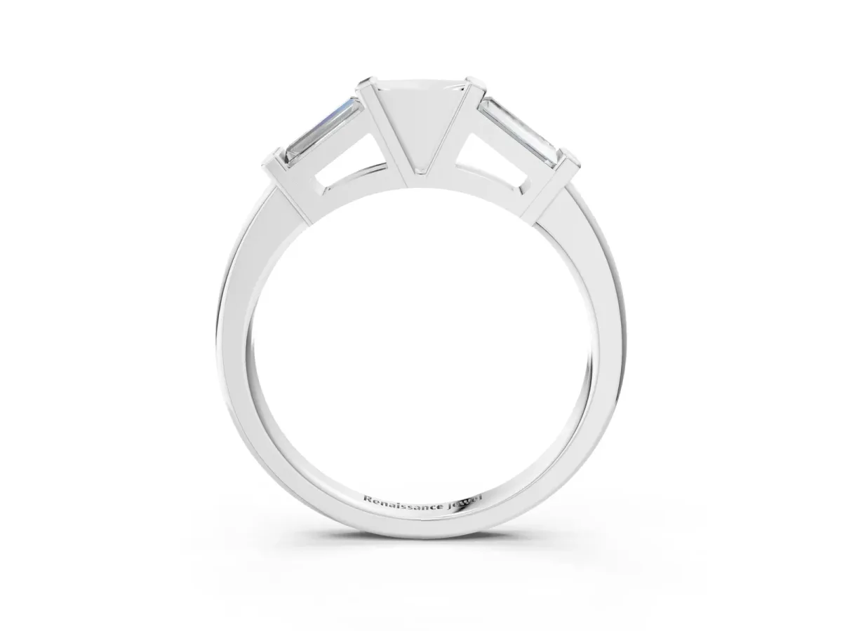 Channel Set Baguette Diamond Flat Band with Bar Prong Setting Silver