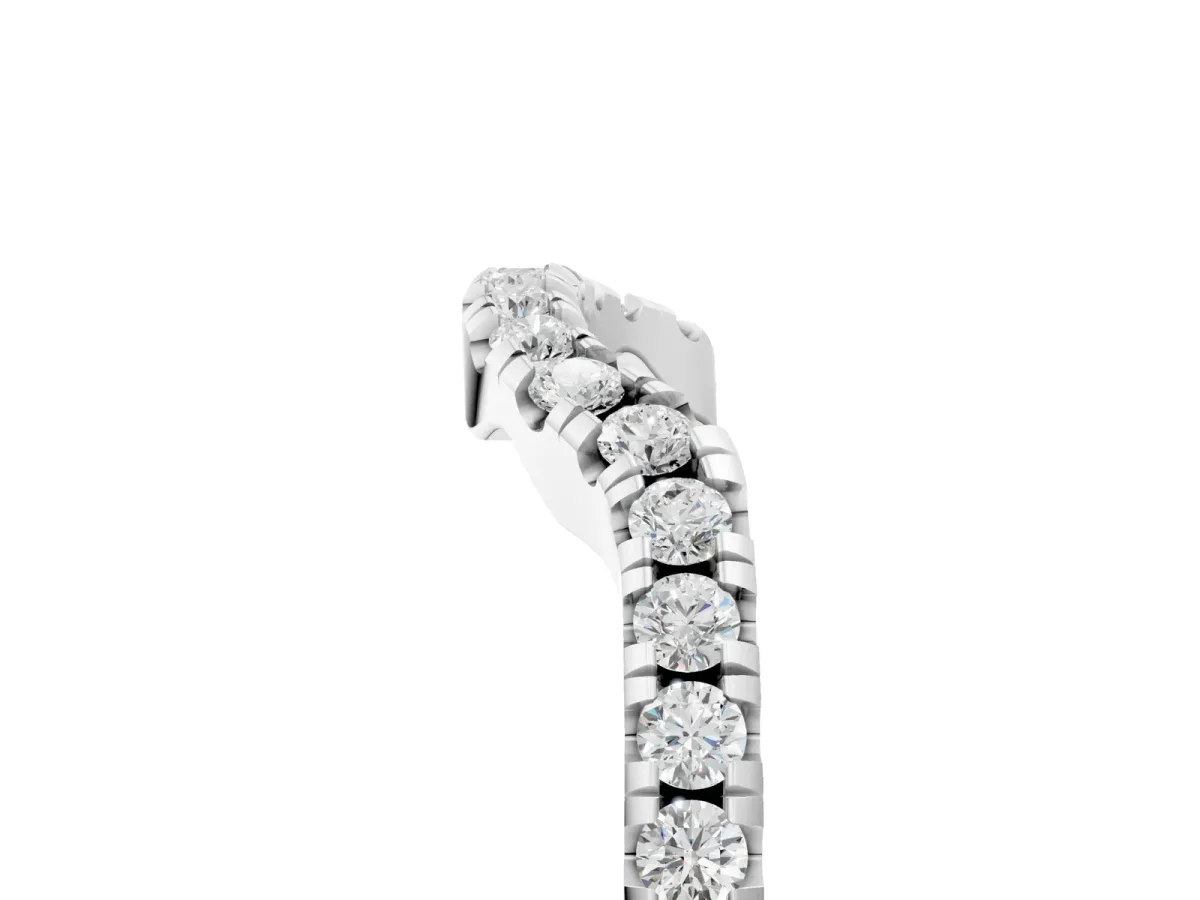 Round Diamond Pavé-Set Contoured Wedding Band White gold