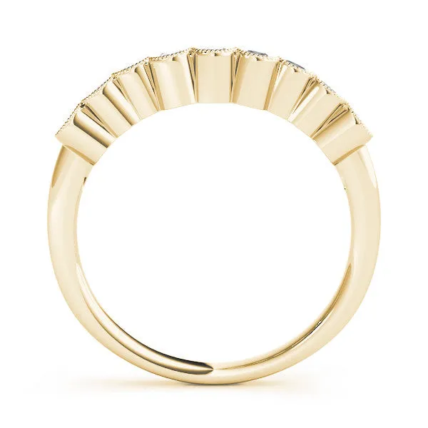 Bezel-Set Round Diamond Half Eternity Band Yellow gold